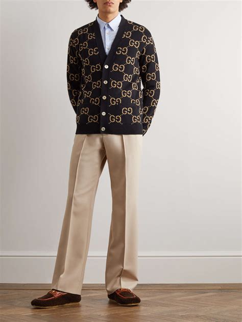 Slim fit tailored pants in monogram 72 jacquard 